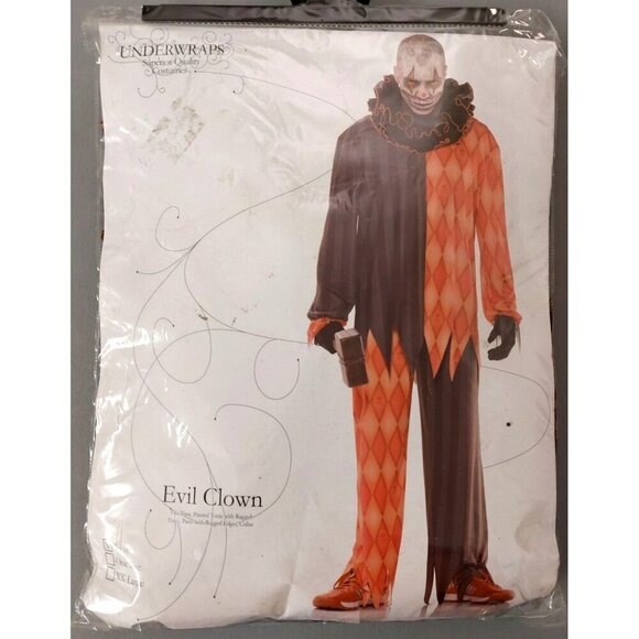 Underwraps Evil Scary Clown Teen One Size Halloween Costume Skull Print - Picture 12 of 15